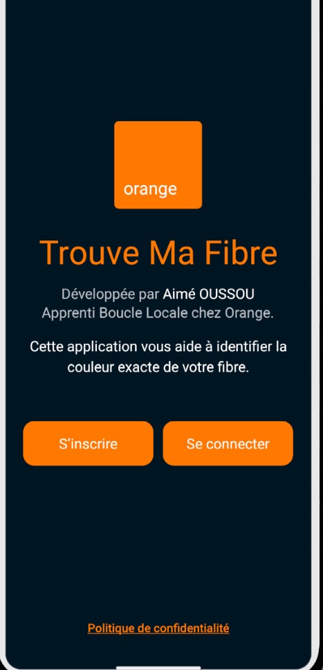 Interface de l'application Trouve Ma Fibre